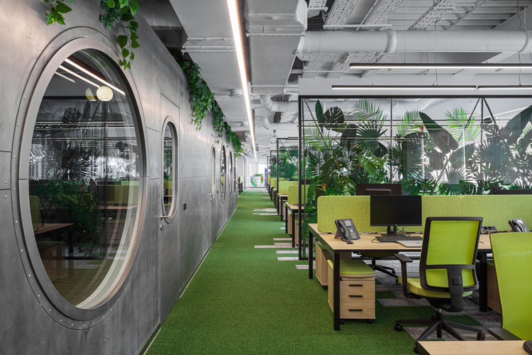 mẫu thiết kế văn phòng xanh