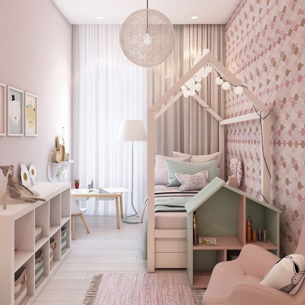 Phòng ngủ con nhỏ nên chọn dòng giấy dán tường mang màu sắc tươi vui