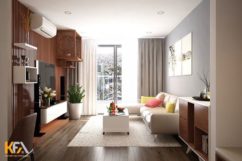 Thiết kế nội thất phòng khách chung cư đẹp và ấn tượng tại KFA