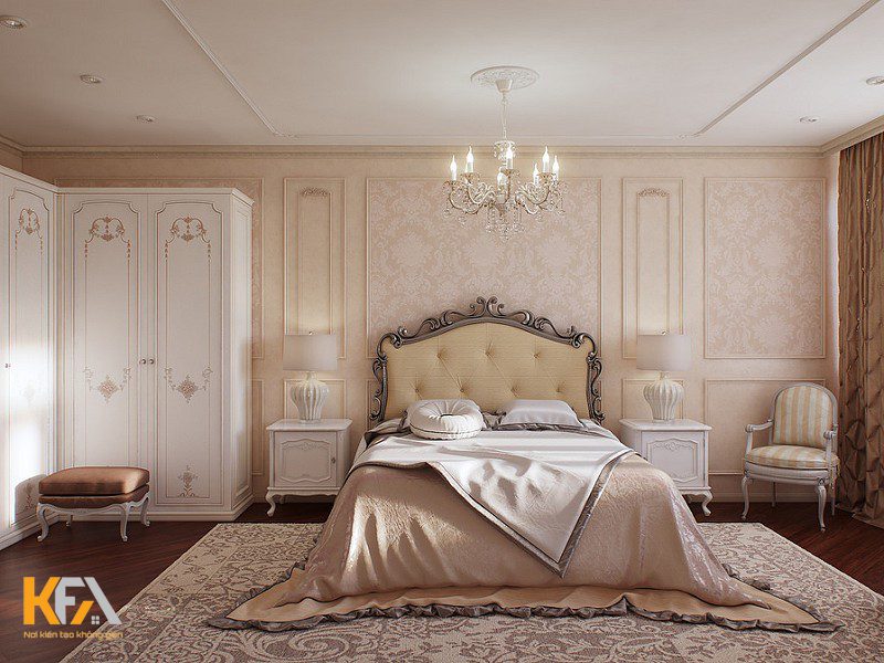 Thiết kế phòng ngủ khách sạn tân cổ điển với gam màu hồng pastel tinh tế, nhẹ nhàng