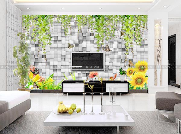 Mẫu thiết kế nội thất phòng khách 60m2 đẹp bằng giấy dán tường Mẫu thiết kế nội thất phòng khách 60m2 đẹp bằng giấy dán tường