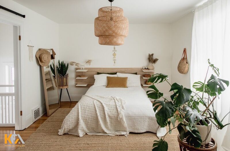 Một hai chậu cây xinh xắn cũng góp phần không nhỏ trong việc trang trí phòng ngủ của bạn