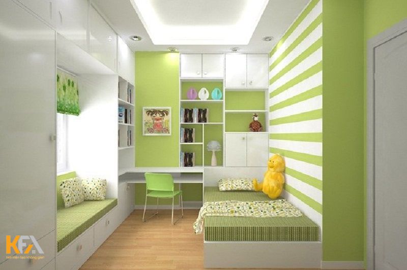 Phòng ngủ 10m2 - 11m2 nổi bật với tông màu xanh cốm đẹp mắt và mát mẻ Phòng ngủ 10m2 - 11m2 nổi bật với tông màu xanh cốm đẹp mắt và mát mẻ