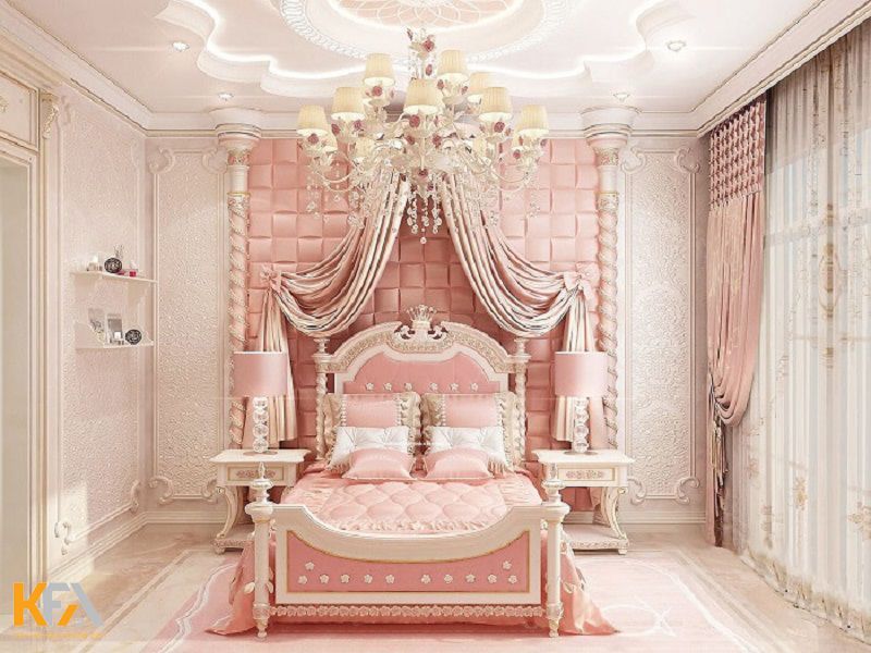 Mẫu thiết kế nội thất phòng ngủ cho bé gái phong cách luxury cực đẹp