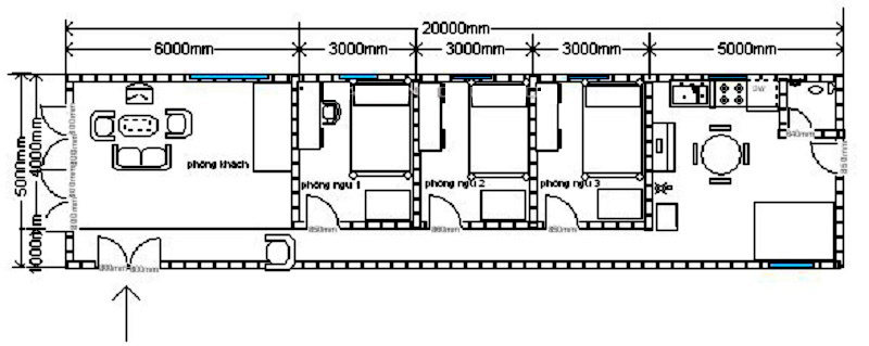 Bản vẽ thiết kế nhà ống 2 tầng 1 tum 3 phòng ngủ giá tốt tháng 07 2023   Hukatavn