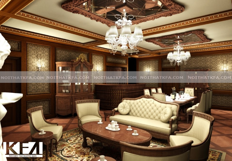 Phòng khách sử dụng ghế sofa đậm chất châu Âu