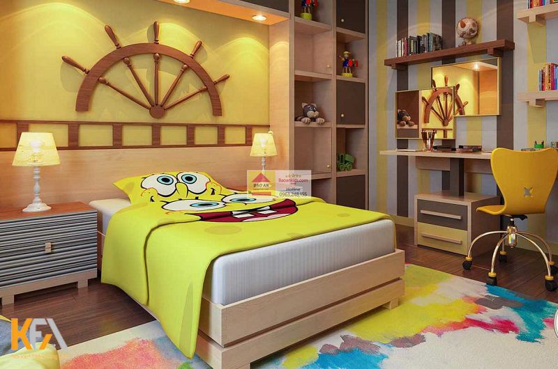 Mẫu phòng ngủ bé trai thiết kế chủ đề hoạt hình ngộ nghĩnh, dễ thương
