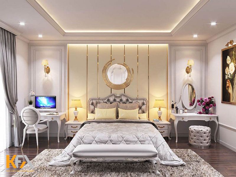 Đặc trưng nội thất phòng ngủ tân cổ điển là đồ nội thất trang trí tỉ mỉ, đường cong khỏe khoắn Đặc trưng nội thất phòng ngủ tân cổ điển là đồ nội thất trang trí tỉ mỉ, đường cong khỏe khoắn