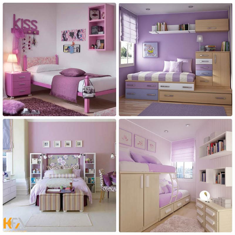 Ý tưởng thiết kế nội thất phòng ngủ màu tím