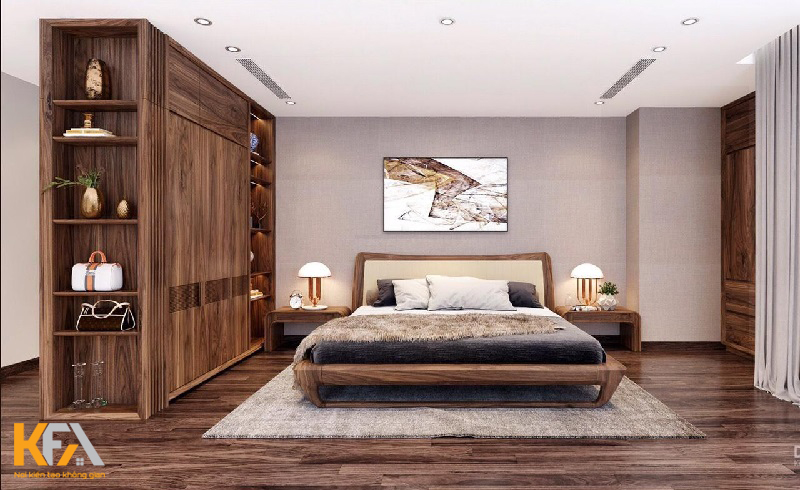 Phòng ngủ thiết kế bằng gỗ óc chó 