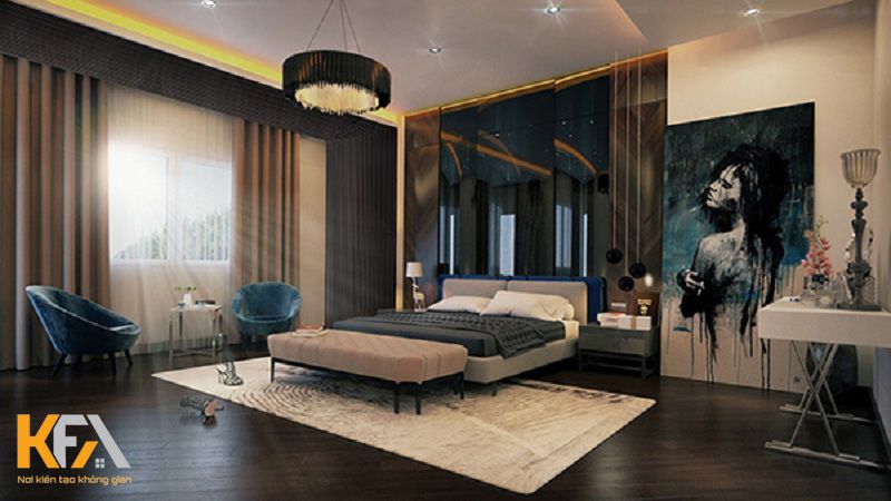 Căn phòng ngủ rộng 28m2 trở nên nổi bật hơn với bức tranh nghệ thuật Căn phòng ngủ rộng 28m2 trở nên nổi bật hơn với bức tranh nghệ thuật