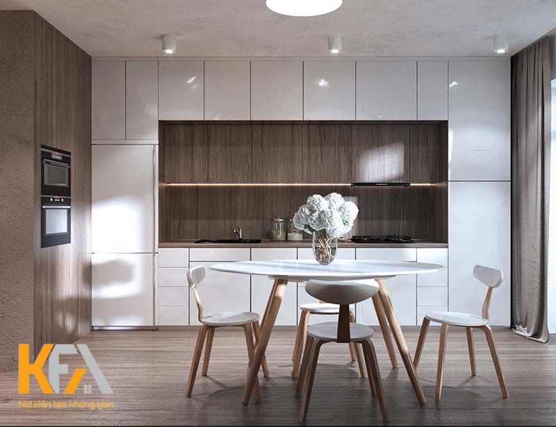 Mẫu phòng ăn liền kề nhà bếp vô cùng tối giản với chất liệu gỗ làm chủ đạo Mẫu phòng ăn liền kề nhà bếp vô cùng tối giản với chất liệu gỗ làm chủ đạo