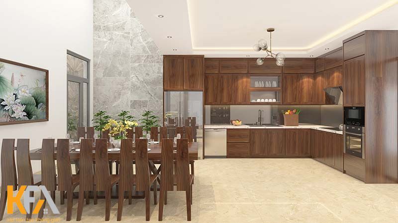 Không gian thiết kế phòng bếp chung cư mở tạo cảm giác rộng rãi Không gian thiết kế phòng bếp chung cư mở tạo cảm giác rộng rãi
