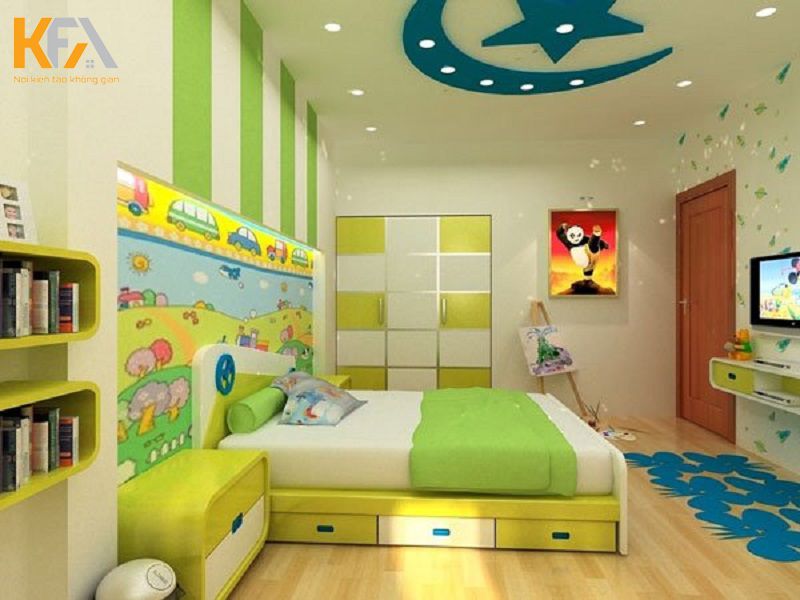 Sự kết hợp hài hòa giữa những gam màu này cùng với họa tiết trang trí giúp kích thích trí sáng tạo và trí não của bé Sự kết hợp hài hòa giữa những gam màu này cùng với họa tiết trang trí giúp kích thích trí sáng tạo và trí não của bé