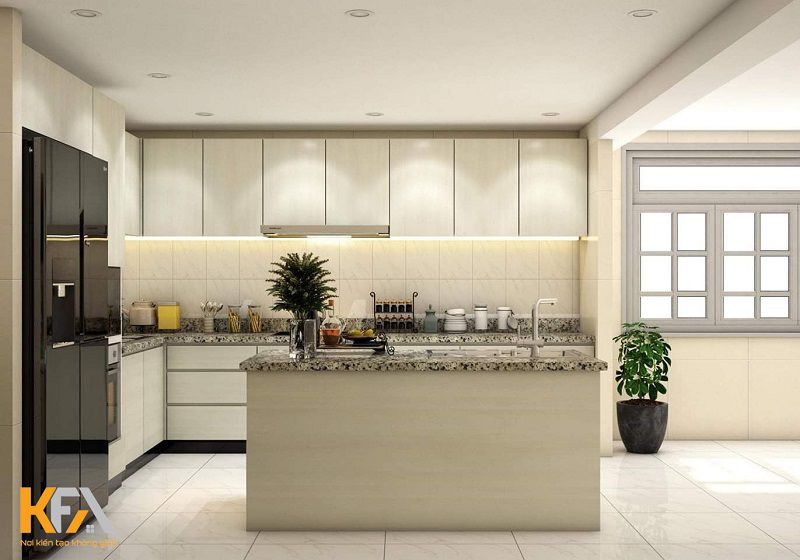 Thiết kế nội thất phòng bếp với gam màu trắng nhẹ nhàng Thiết kế nội thất phòng bếp với gam màu trắng nhẹ nhàng