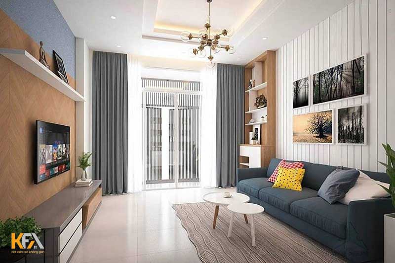 Trang trí phòng khách nhà ống bằng nội thất đơn giản tạo không gian rộng rãi Trang trí phòng khách nhà ống bằng nội thất đơn giản tạo không gian rộng rãi