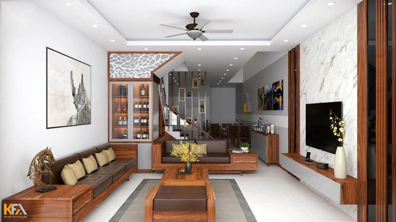 Thiết kế nội thất phòng khách nhà ống đẹp 4m mang đến cho bạn một không gian sang trọng và tiện nghi