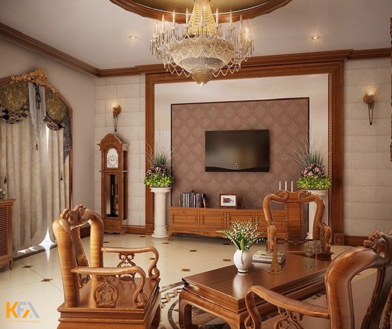 Tạo điểm nhấn cho không gian phòng khách với nội thất gỗ giả cổ Tạo điểm nhấn cho không gian phòng khách với nội thất gỗ giả cổ