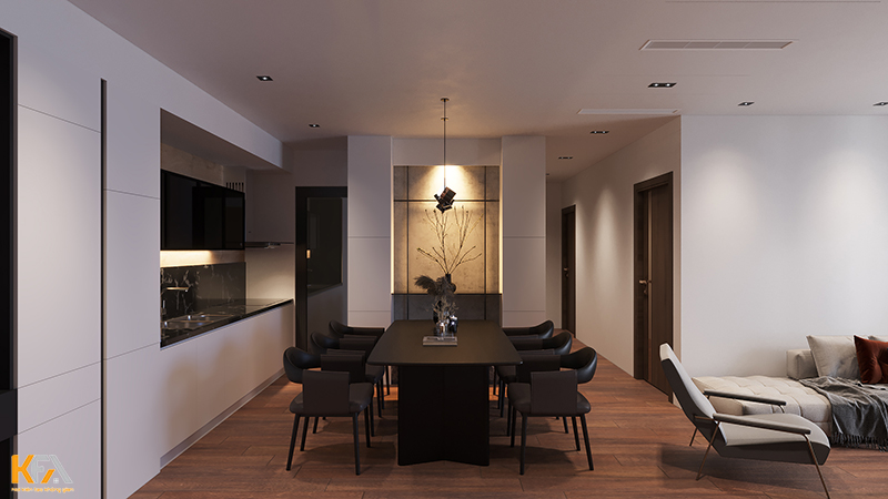 Thiết kế phòng bếp tối giản, gam màu sáng giúp căn phòng trở nên thoáng đãng