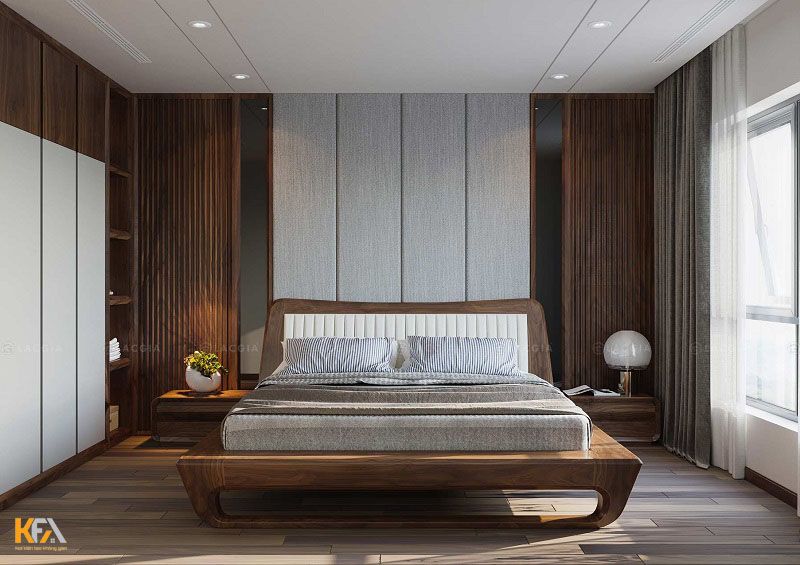 Nội thất phòng ngủ nhỏ được làm từ gỗ cao cấp
