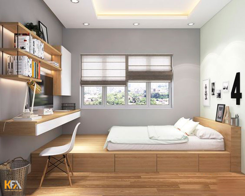Phòng ngủ hiện đại đơn giản với vật dụng gọn gàng, màu sắc trang nhã hợp phong thủy