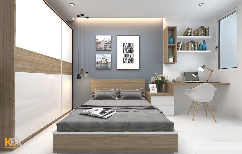 Phòng ngủ với gam màu trung tính nhã nhặn