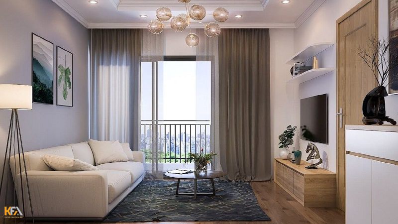Điểm nổi bật trong phòng khách này là chiếc đèn trùm treo trung tâm căn phòng, mang tới sự sang trọng, hiện đại Điểm nổi bật trong phòng khách này là chiếc đèn trùm treo trung tâm căn phòng, mang tới sự sang trọng, hiện đại