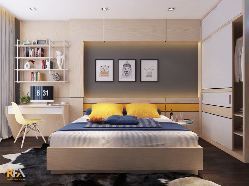 Thiết kế nội thất phòng ngủ hiện đại "2 trong 1" giữa sự kết hợp bàn làm việc và giường ngủ Thiết kế nội thất phòng ngủ hiện đại "2 trong 1" giữa sự kết hợp bàn làm việc và giường ngủ