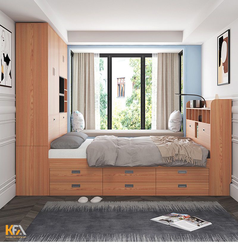 Căn phòng ngủ nhỏ được thiết kế giường thông minh