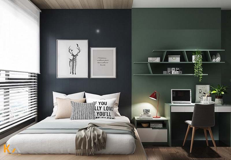 Căn phòng ngủ thiết kế hiện đại tối giản, mang đến không gian rộng thoáng