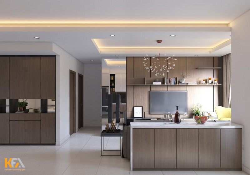 Không gian phòng bếp được thiết kế hài hòa của các yếu tố từ màu sắc đến vật dụng