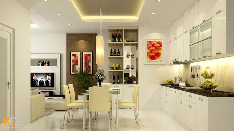 Căn phòng bếp với gam màu trắng tinh khôi Căn phòng bếp với gam màu trắng tinh khôi