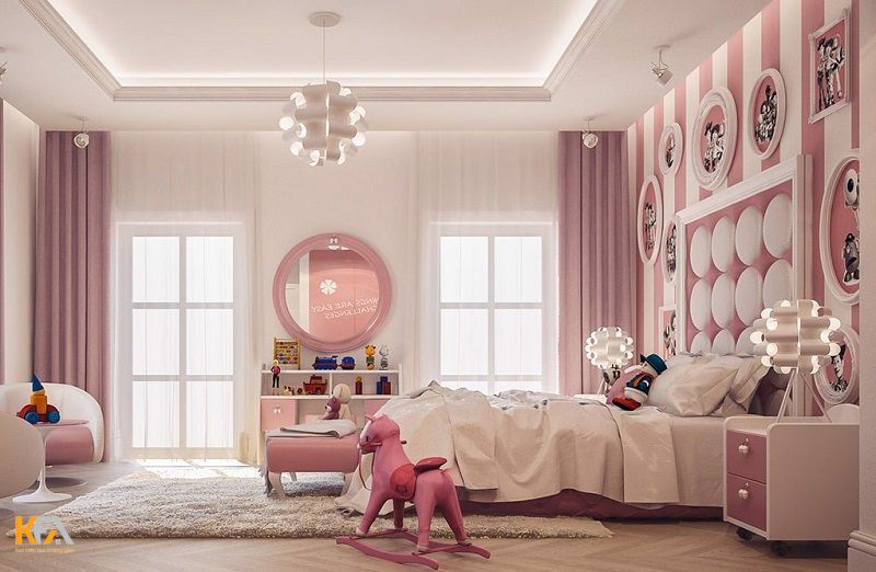 Căn phòng của bé gái 4 tuổi thêm ấn tượng với gam màu hồng cùng những họa tiết trang trí độc đáo