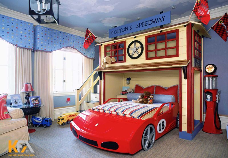 Phòng ngủ bé trai chủ đề ô tô