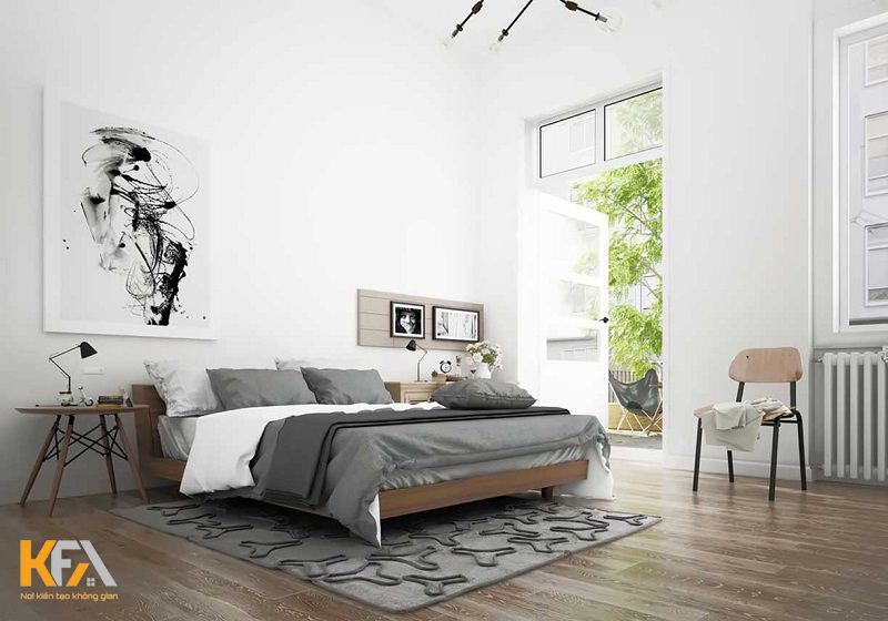 Phòng ngủ đơn giản, nhẹ nhàng với tông màu đen trắng, kết hợp sàn giả gỗ cao cấp Phòng ngủ đơn giản, nhẹ nhàng với tông màu đen trắng, kết hợp sàn giả gỗ cao cấp