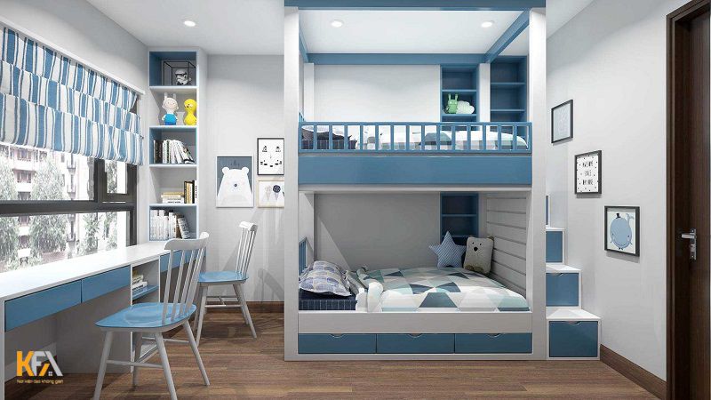  Phòng ngủ đơn giản với thiết kế giường tầng hiện đại