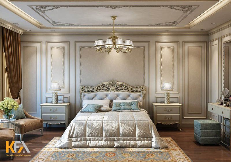 Sự đồng nhất giữa màu xanh của thảm trải sàn, ghế sofa bàn trang điểm và gối ngủ chính là điểm nhấn của căn phòng này Sự đồng nhất giữa màu xanh của thảm trải sàn, ghế sofa bàn trang điểm và gối ngủ chính là điểm nhấn của căn phòng này
