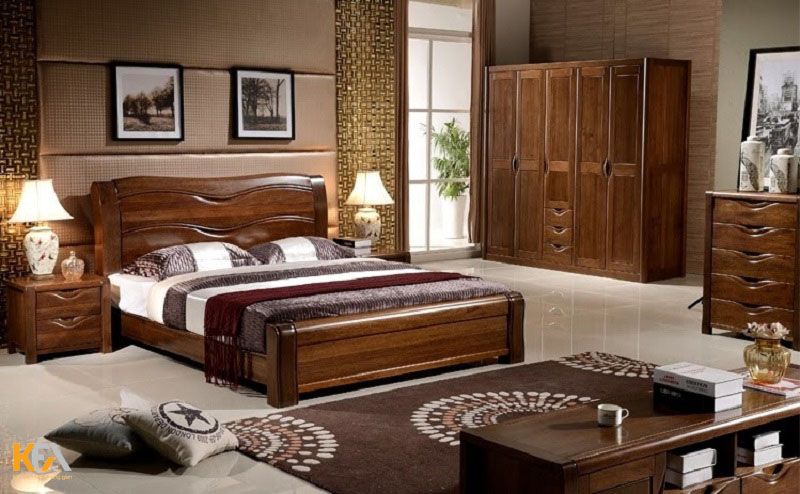 Thi công giường ngủ tân cổ điển gỗtự nhiên tại Thái Nguyên được hoàn thiện bởi KFA