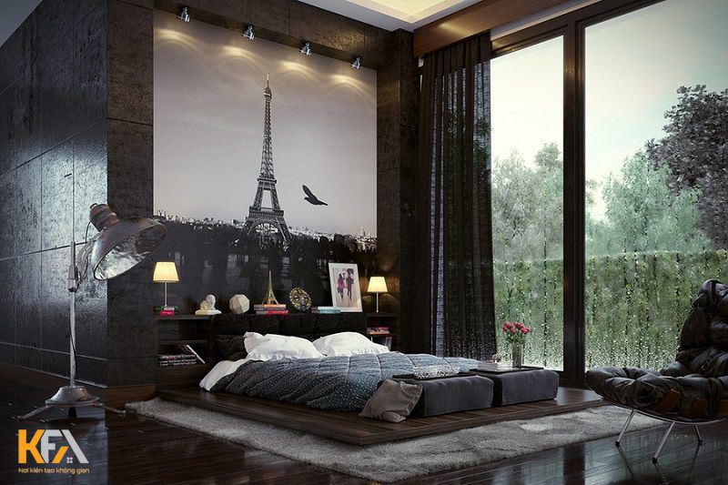 Thiết kế phòng ngủ không giường theo phong cách Châu Âu cũng được rất nhiều gia chủ yêu thích và săn đón 
