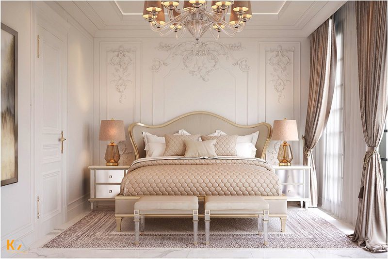 Phòng ngủ master sang trọng với phong cách tân cổ điển đơn giản