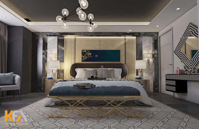 Phòng ngủ master 40m2 tone xám lịch lãm Phòng ngủ master 40m2 tone xám lịch lãm
