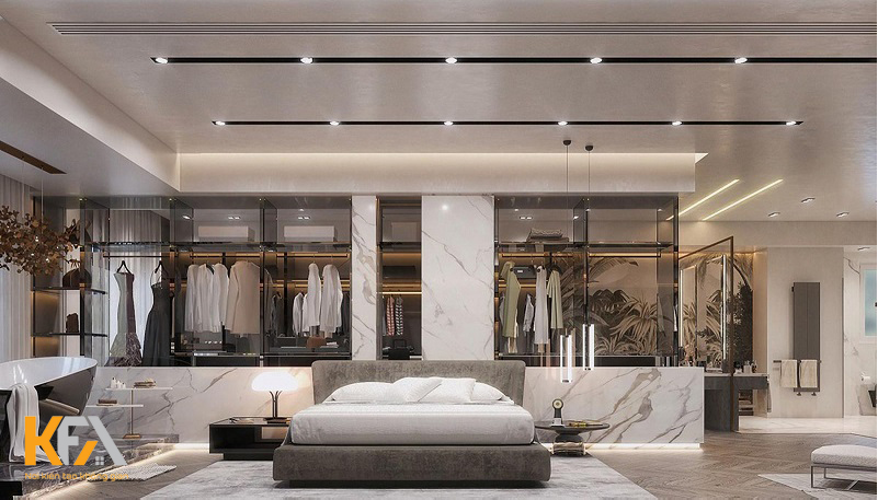 Phòng ngủ master 60m2 đẳng cấp, bề thế, thể hiện sự giàu có của gia chủ