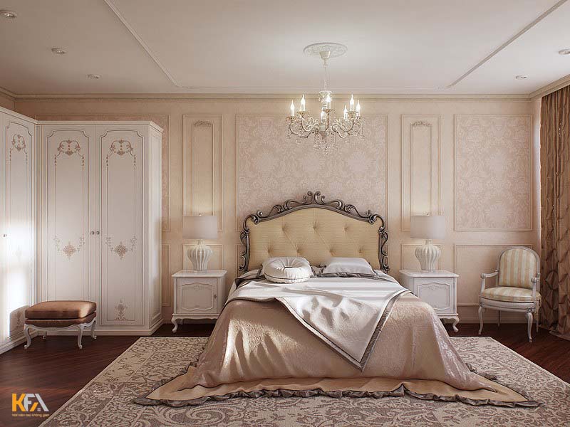 15 Mẫu thiết kế nội thất phòng ngủ biệt thự tân cổ điển kiểu châu Âu