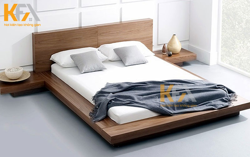 Mẫu số 7: giường ngủ gỗ óc chó bệt kiểu Nhật