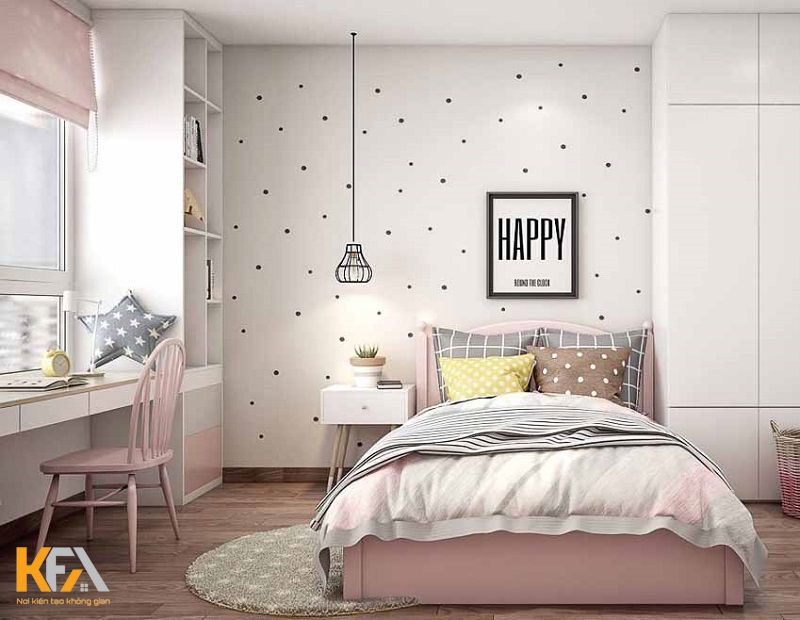 Phòng ngủ bé gái 9 tuổi với tone màu hồng pastel ấn tượng tại chung cư Vincom Park Place Phòng ngủ bé gái 9 tuổi với tone màu hồng pastel ấn tượng tại chung cư Vincom Park Place