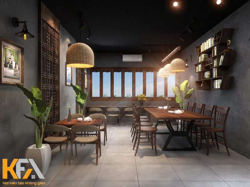 Thiết kế quán cafe có diện tích nhỏ nên chọn phong cách đơn giản