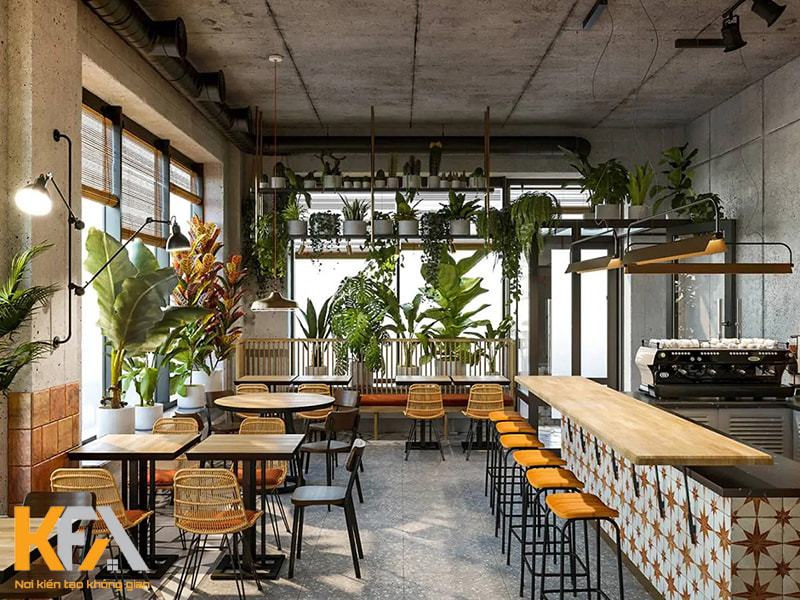 Bạn có thể trang trí cho quán cafe văn phòng bằng cây xanh, đơn giản nhưng hiệu quả cao