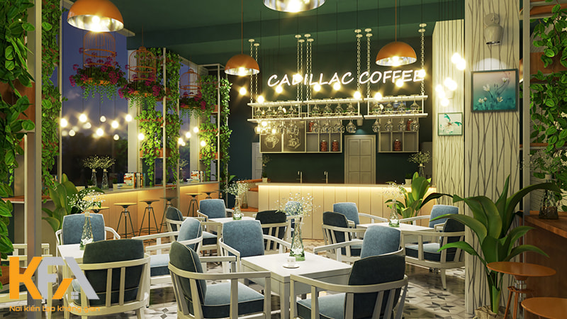 Quán cafe không gian xanh được decor chủ yếu bằng các loại cây