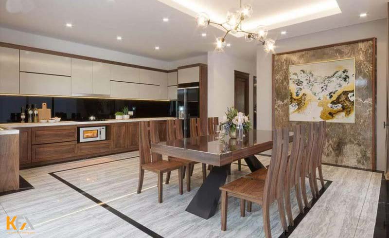 Nội thất phòng bếp nhà ống làm từ gỗ tự nhiên cao cấp Nội thất phòng bếp nhà ống làm từ gỗ tự nhiên cao cấp