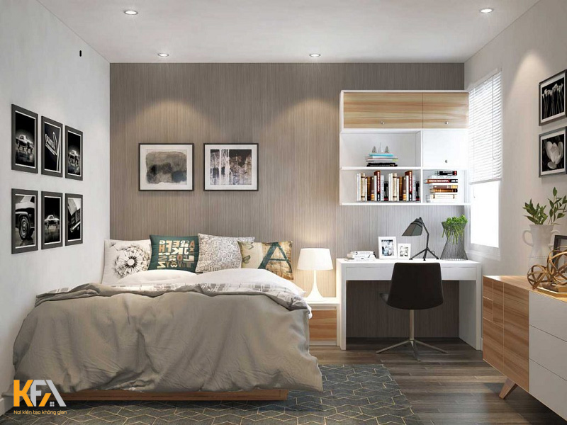 Phòng ngủ 11m2 thiết kế gam màu trung tính lịch lãm Phòng ngủ 11m2 thiết kế gam màu trung tính lịch lãm